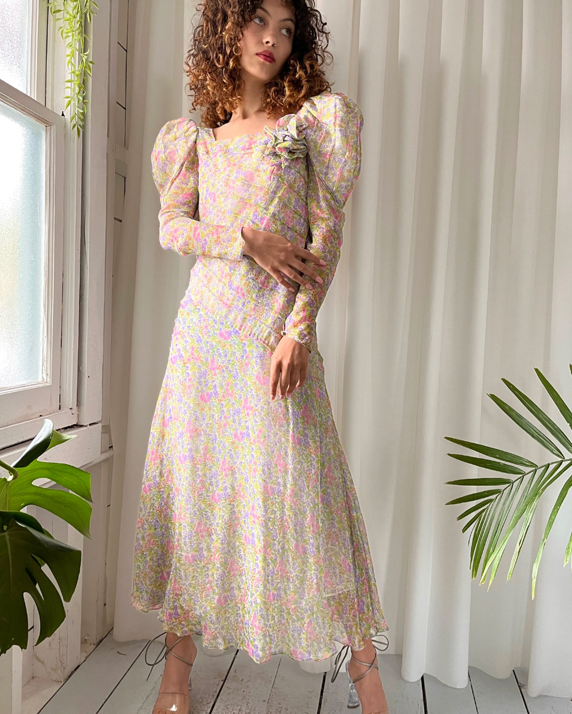 80s Judy Hornby Silk Dress | XS