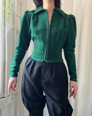 30s Green Wool Jacket - Lucky Vintage