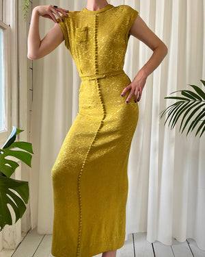 30s Chartreuse Gown | S - Lucky Vintage 30s Chartreuse Gown | S - Lucky Vintage