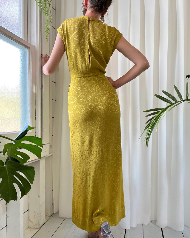 30s Chartreuse Gown | S - Lucky Vintage 30s Chartreuse Gown | S - Lucky Vintage