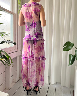 30s Floral Silk Dress