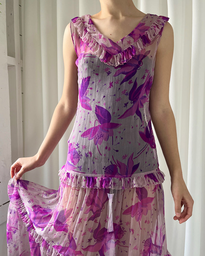30s Floral Silk Dress | XS-S - Lucky Vintage 30s Floral Silk Dress | XS-S - Lucky Vintage