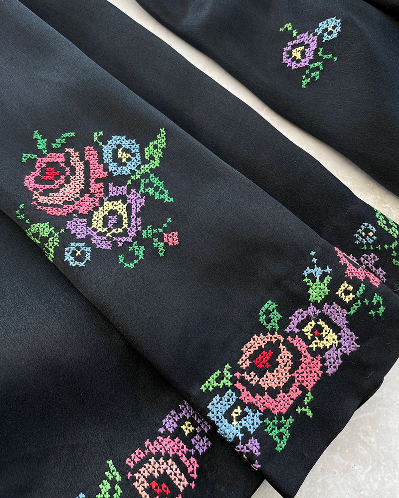 30s 3pc Embroidered Silk Lounge Set | L