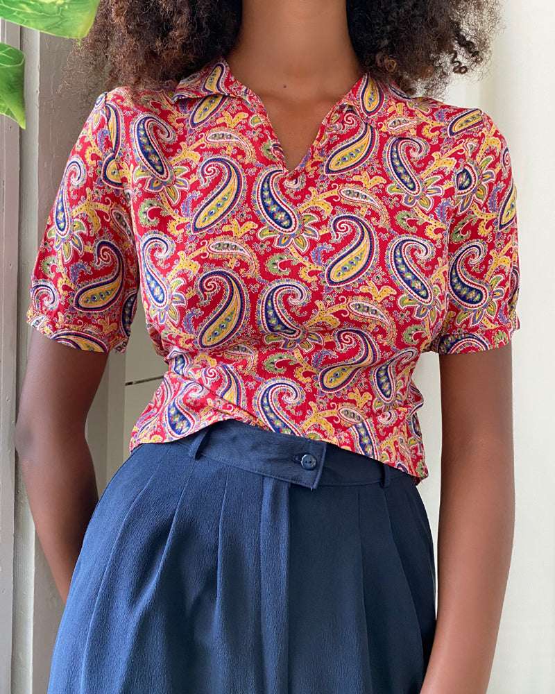 30s Cropped Rayon Blouse