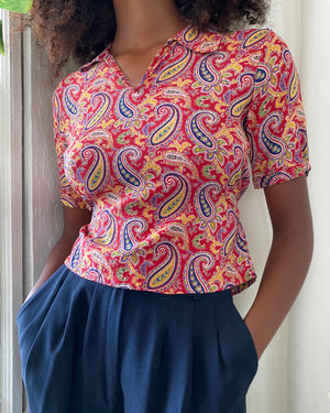 30s Cropped Rayon Blouse