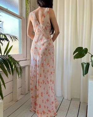 30s Floral Print Slip Dress