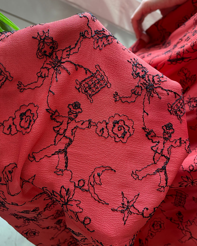 40s Novelty Embroidered Dress | S