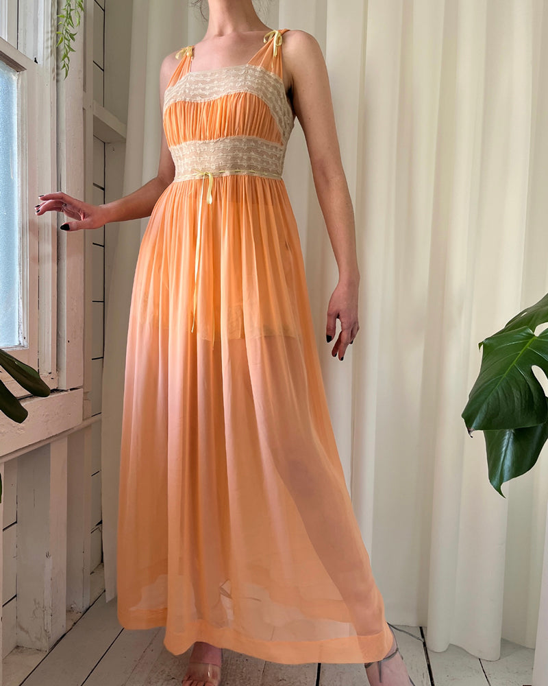 40s Peach Silk Slip Dress