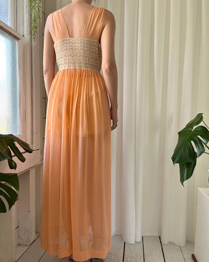 40s Peach Silk Slip Dress