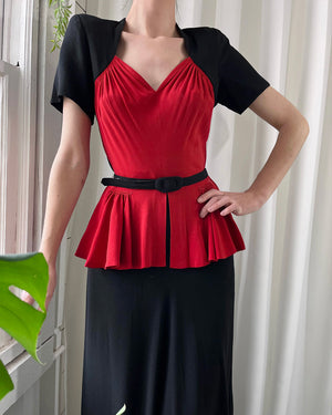 40s Colorblock Crepe Gown