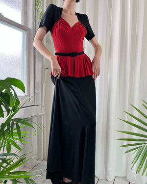 40s Colorblock Crepe Gown