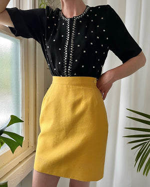 1940s Studded Crepe Blouse