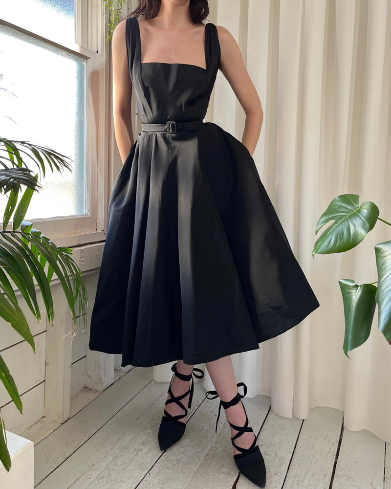 50s Jacques Griffe Black Dress | S