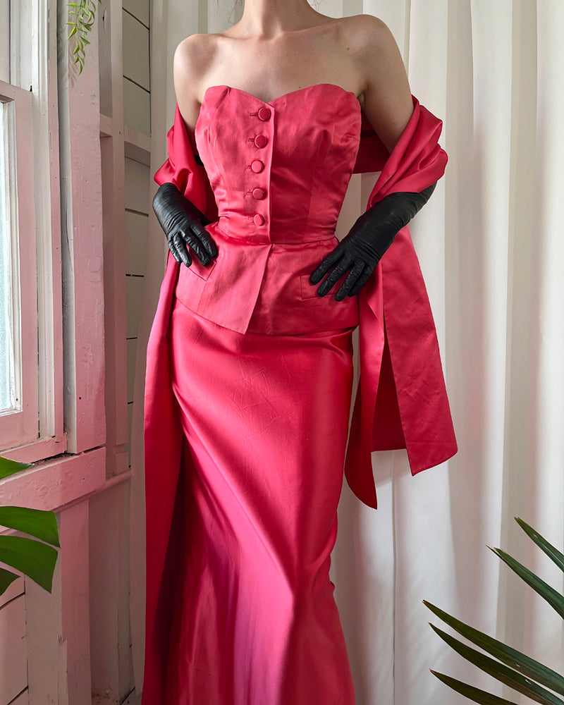 50s Christian Dior Silk Gown & Shawl
