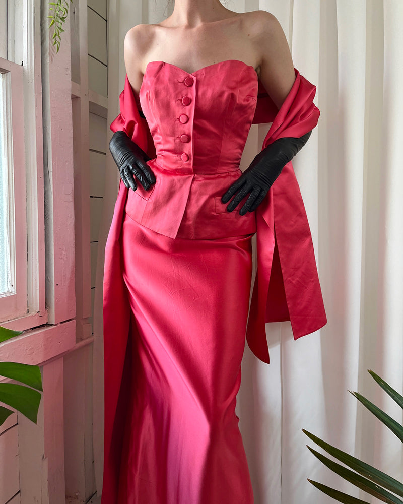 50s Christian Dior Silk Gown & Shawl | XS - Lucky Vintage 50s Christian Dior Silk Gown & Shawl | XS - Lucky Vintage