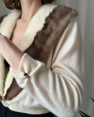 50s Fur Collar Cashmere Cardigan