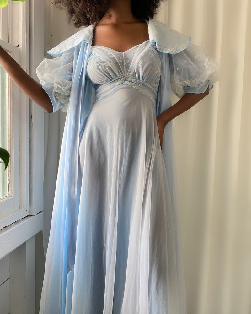 50s Schiaparelli Peignoir & Nightgown Set | S - Lucky Vintage