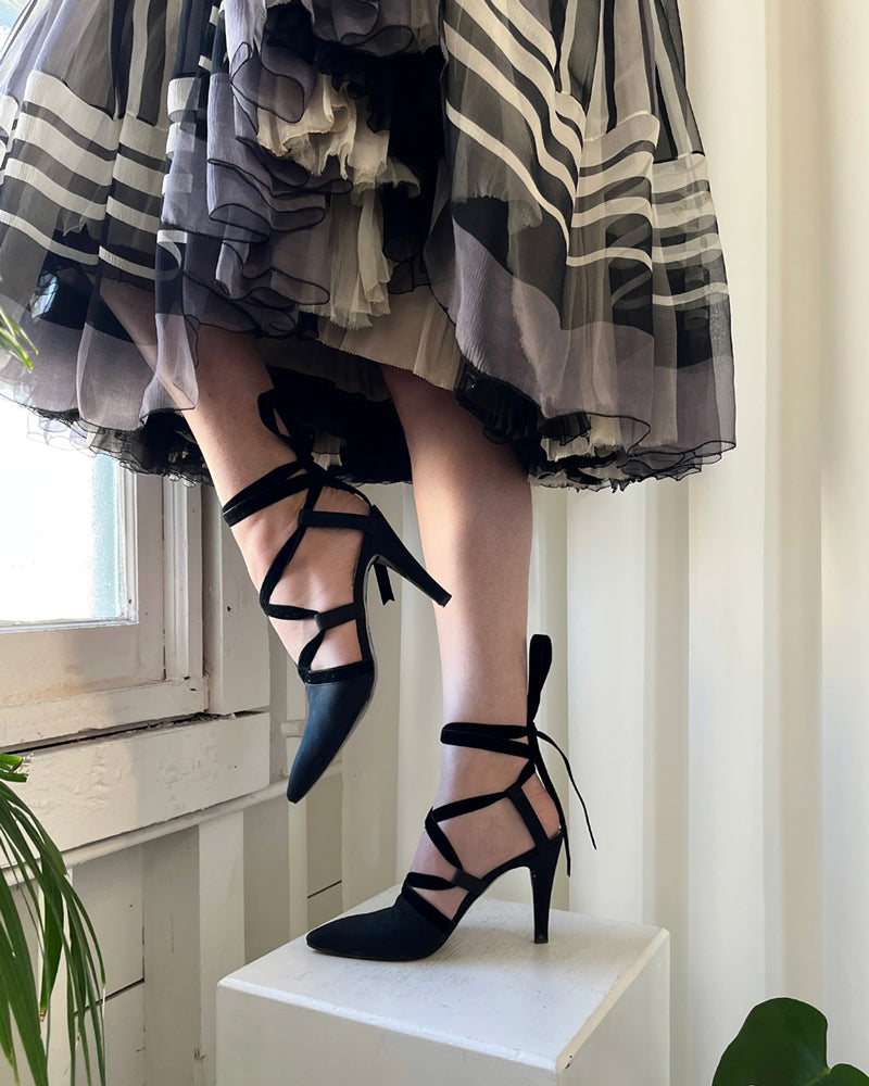 50s Galanos Striped Silk Dress