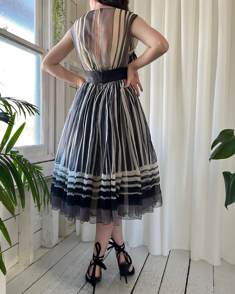 50s Galanos Striped Silk Dress 50s Galanos Striped Silk Dress