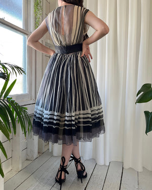 50s Galanos Striped Silk Dress