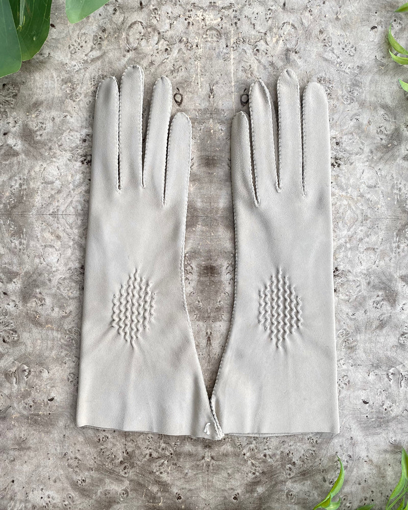 40s Dove Gray Leather Gloves - Lucky Vintage