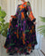 70s Floral Silk Maxi Dress