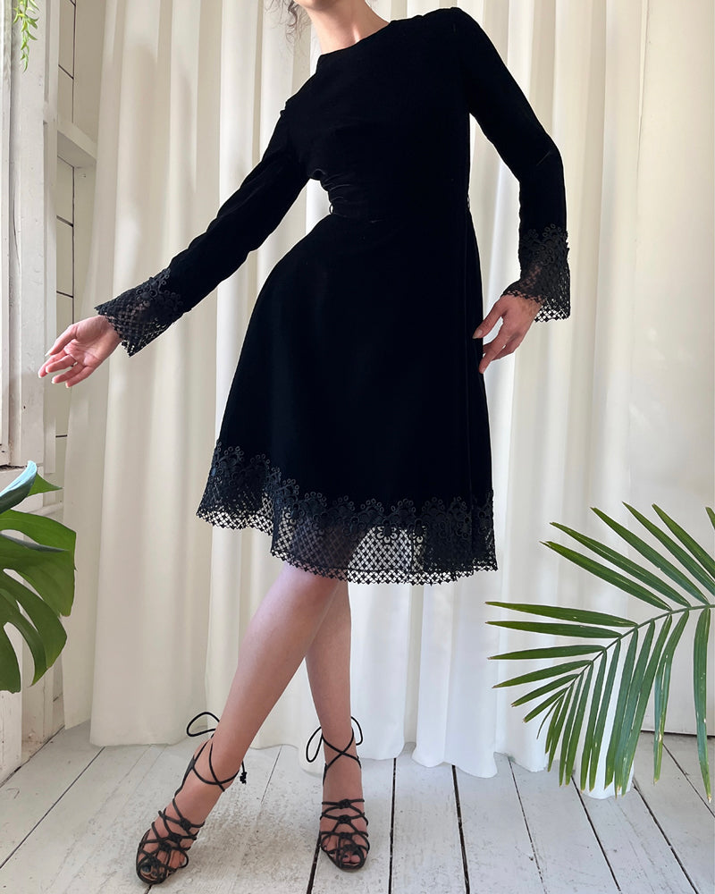 60s Christian Dior Velvet Dress | S