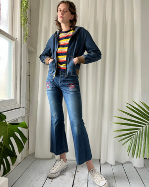 60s Embroidered Owls Bellbottom Jeans