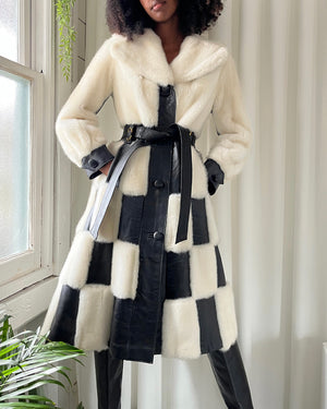 60s Lilli Ann B&W Faux Fur Coat