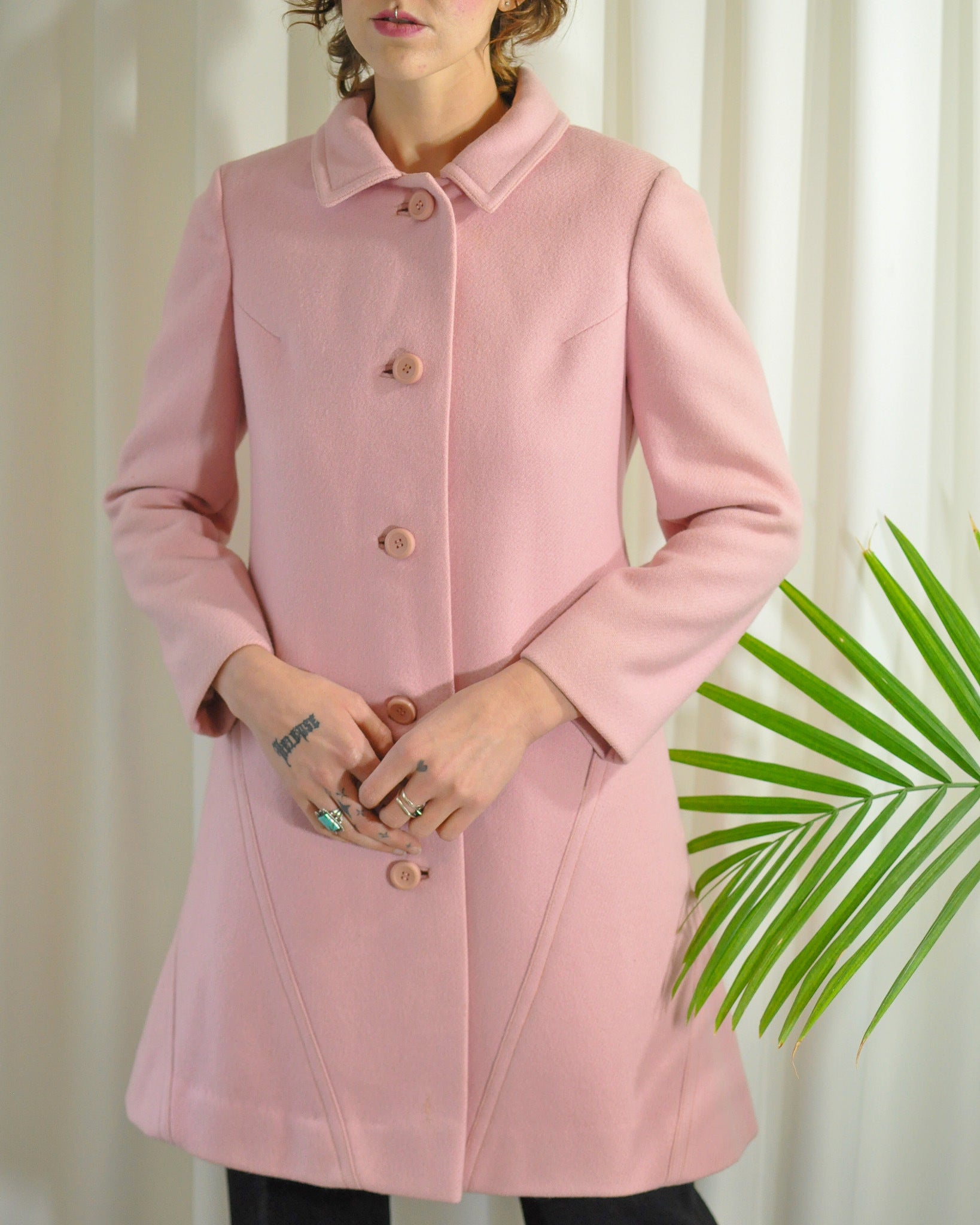 60s Louis Feraud Pink Wool Coat