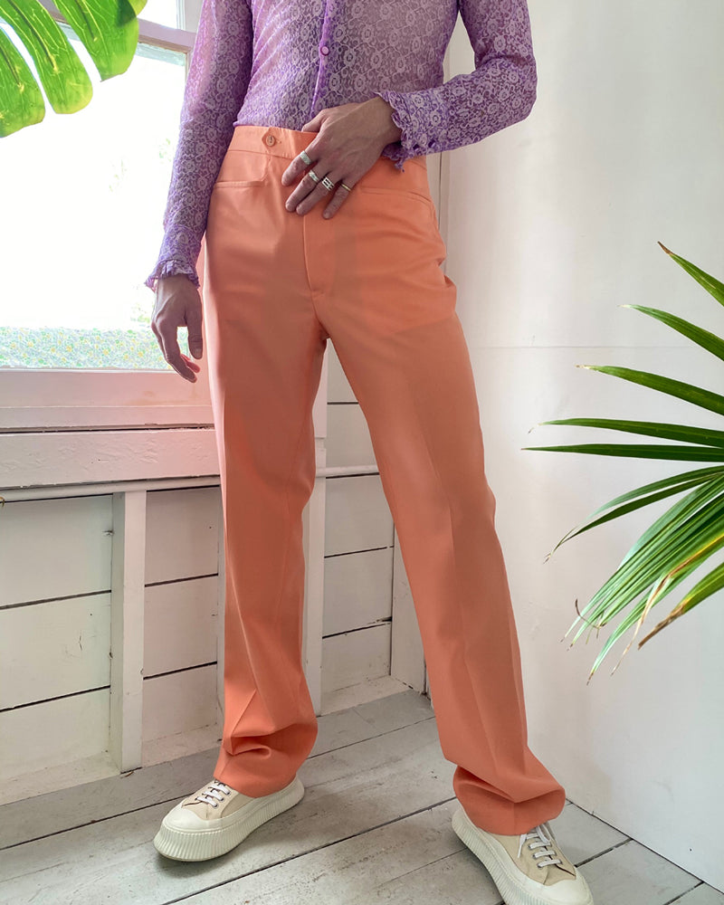 Bergati Men's Dress Pants Peach Pleated Front Cuffed Hem Size 36 x 28.5  Inseam | eBay