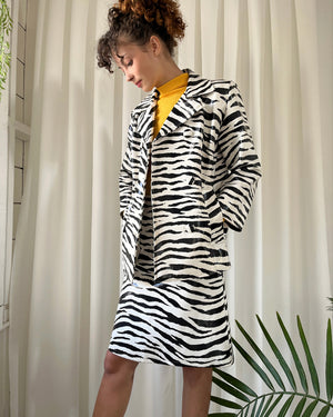60s Shiny Zebra Stripe Skirt Suit