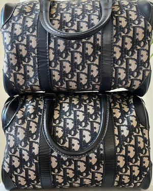 70s Christian Dior Navy Oblique Boston Bag