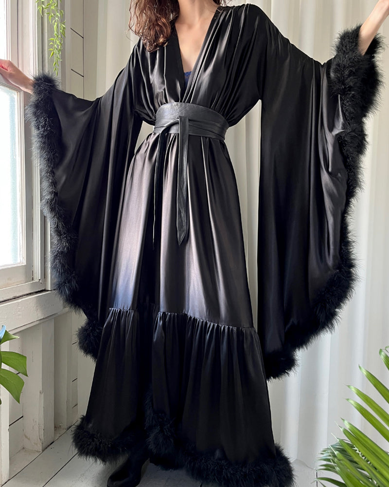 Women's Knit Nightgown Robes Long Kimono Soft Bathrobe Lightweight  Loungewear Rayon Sleepwear Pajamas with Pockets, Black, Large : Amazon.in:  Clothing & Accessories