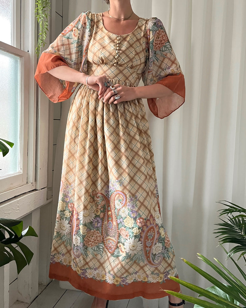 60s Floral Maxi Dress | S