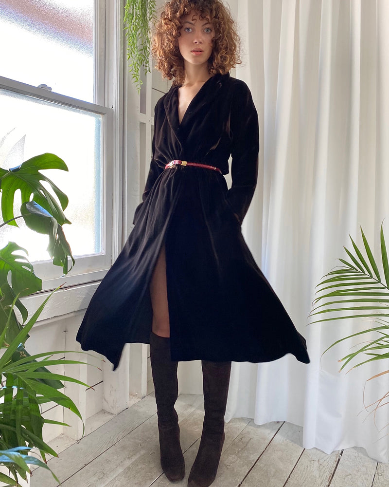 70s Halston Silk Velvet Wrap Dress | S-M - Lucky Vintage 70s Halston Silk Velvet Wrap Dress | S-M - Lucky Vintage