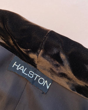 70s Halston Silk Velvet Wrap Dress