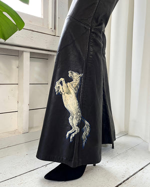 70s Hand Painted Stallion Leather Pants