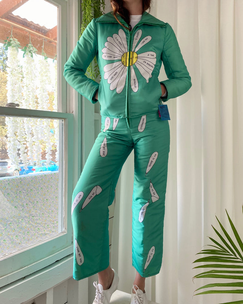 70s Novelty Print Ski Suit | XS