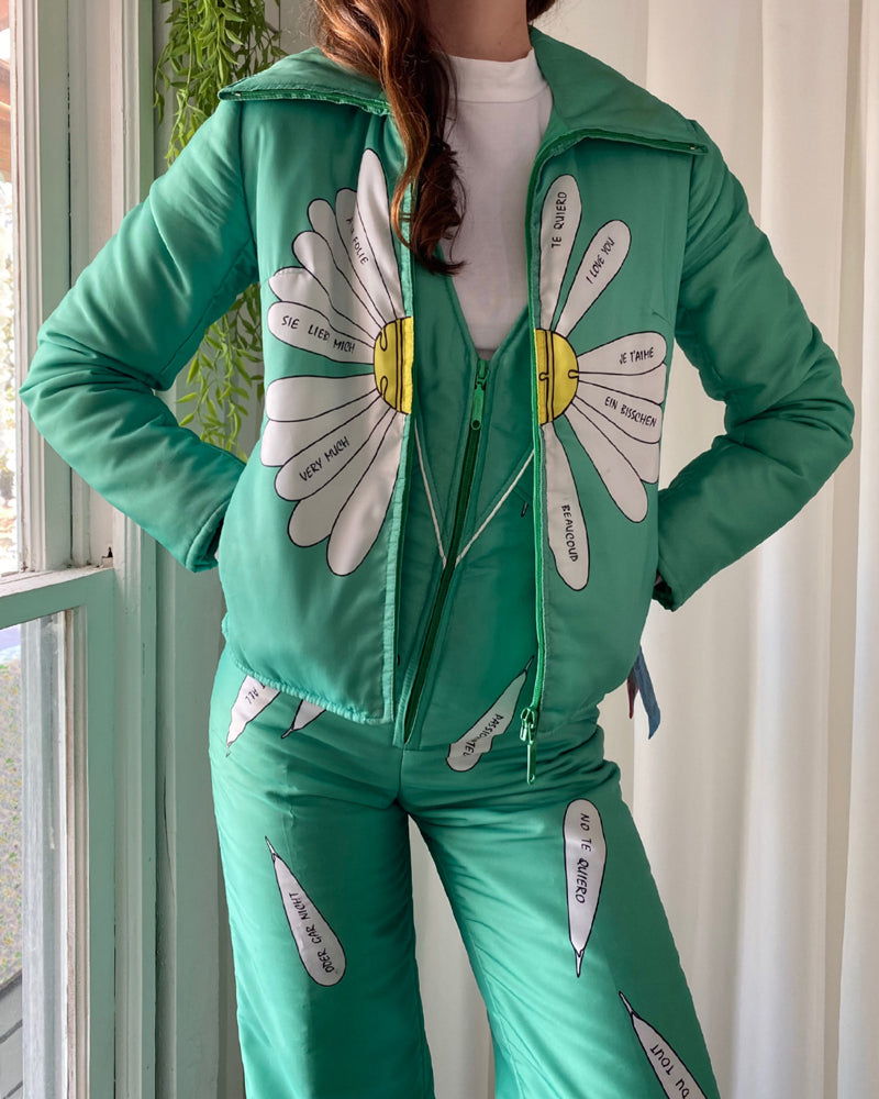 70s Novelty Print Ski Suit | XS