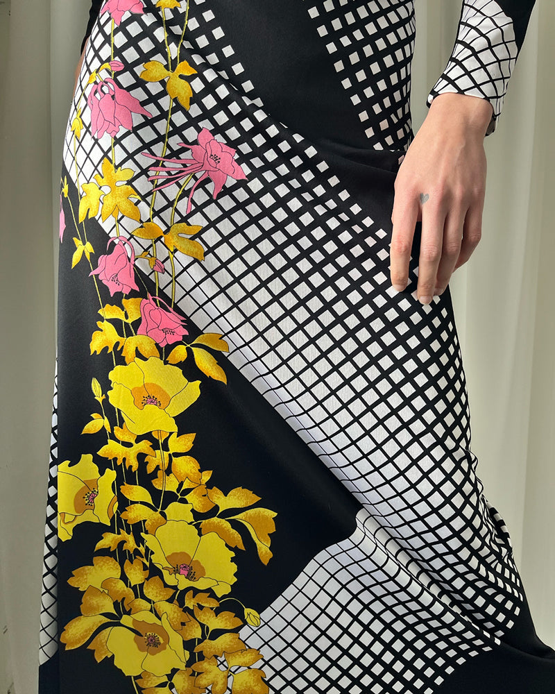 70s Lanvin Graphic Maxi Dress | M