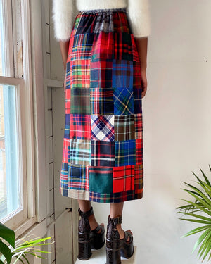 70s Plaid Wool Maxi Skirt