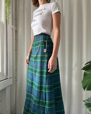 70s Tartan Maxi Skirt
