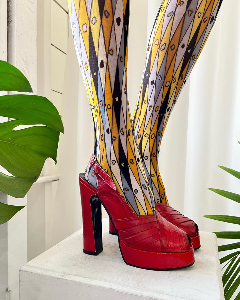 70s Red Leather Platforms | 6.5