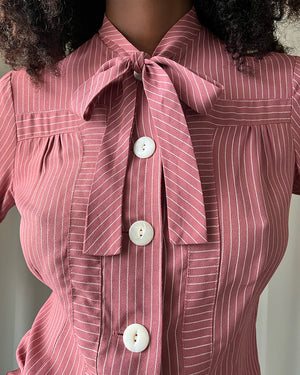 70s does 40s Bow Blouse