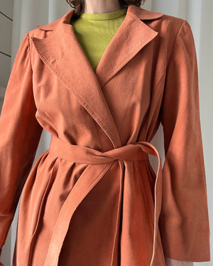 70s Belted Ultra Suede Trench | L