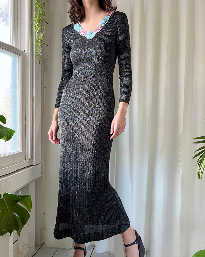 70s Wenjilli Lurex Knit Dress