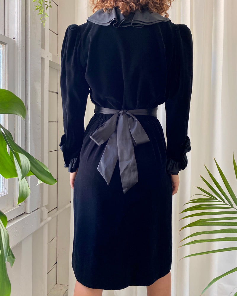 80s YSL Black Silk Velvet Dress | M - Lucky Vintage 80s YSL Black Silk Velvet Dress | M - Lucky Vintage