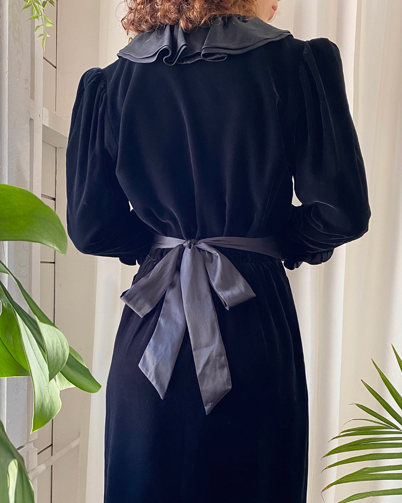 70s YSL Black Silk Velvet Dress | S - Lucky Vintage 70s YSL Black Silk Velvet Dress | S - Lucky Vintage