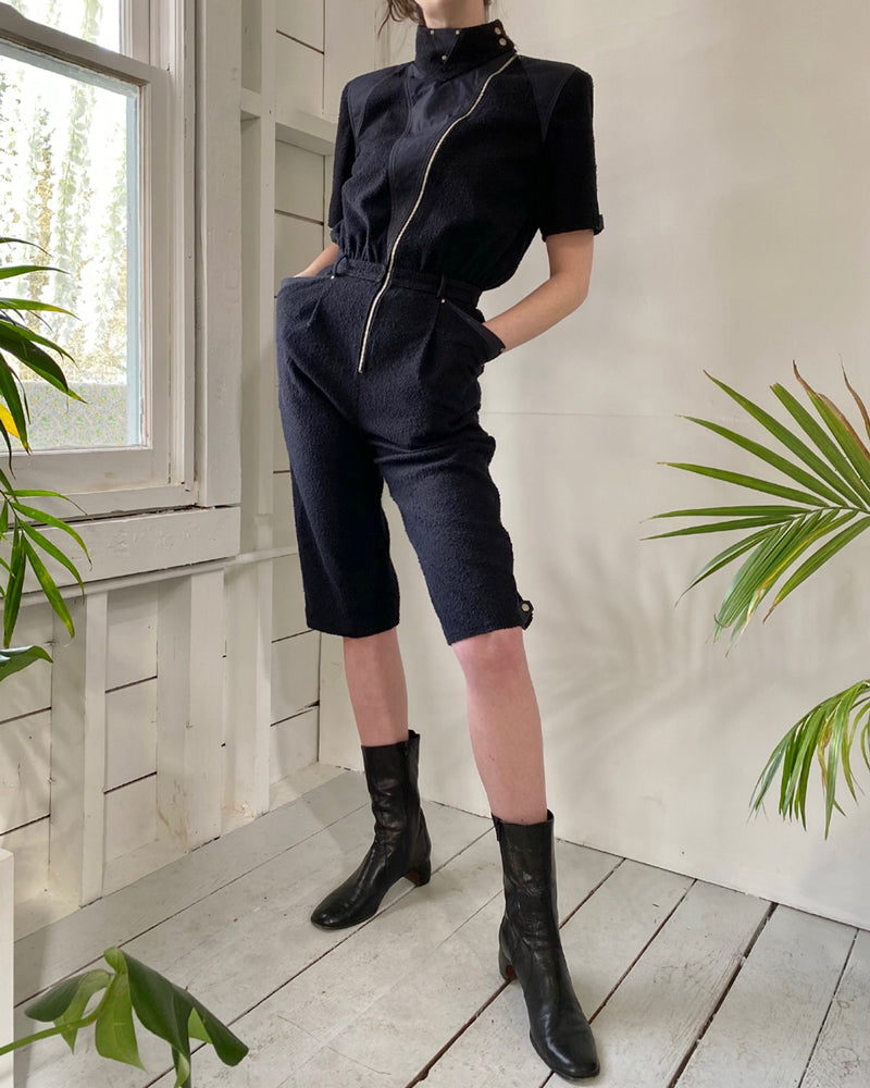 80s Cropped Moto Jumpsuit | XS